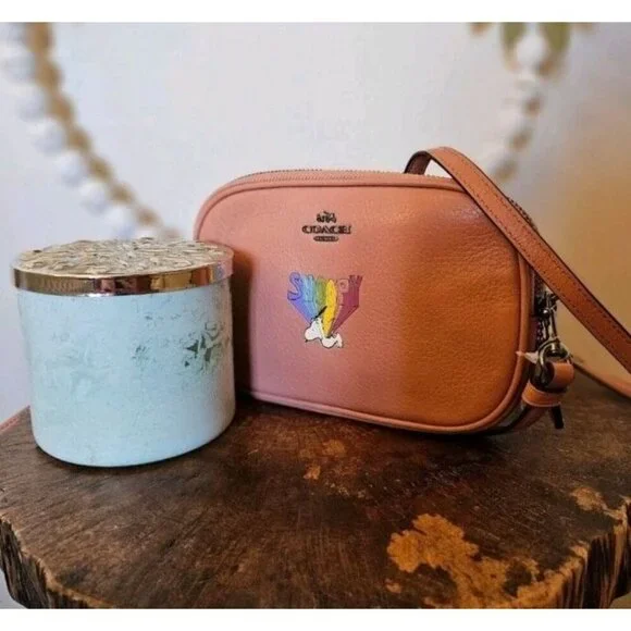 Coach x Peanuts Snoopy Rainbow Pink Leather Mini Crossbody Bag NWT F1777 Rare - Picture 6 of 14